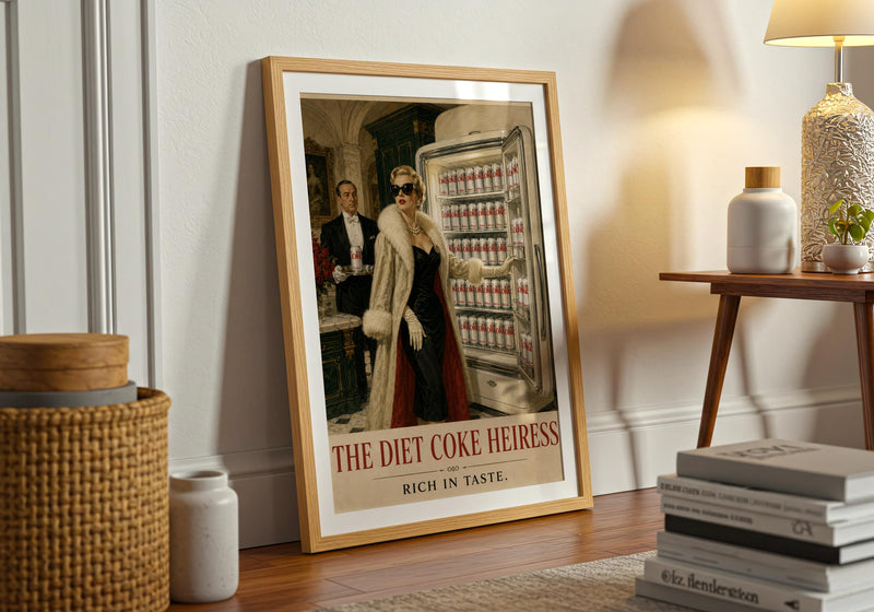 Glamorous Vintage Poster | Retro Diet Coke Print | 1950s Kitchen Wall Art