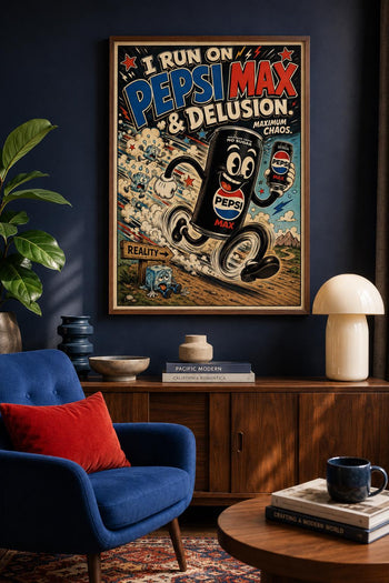 Retro Pepsi Max Poster | Colourful Soda Art Print, Kitchen Wall Decor