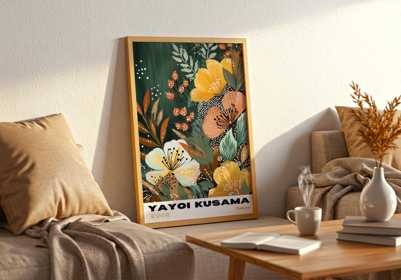Yayoi Kusama Flower Poster: Colorful Japanese Art Print