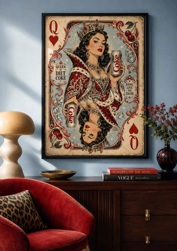 Retro Queen Playing Card Coke Poster