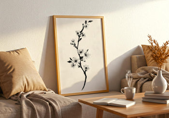 Japandi Cherry Blossom Print: Minimalist Zen Wall Art