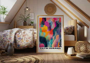 Yayoi Kusama Exhibition Poster: Colorful Abstract Polka Dot Print