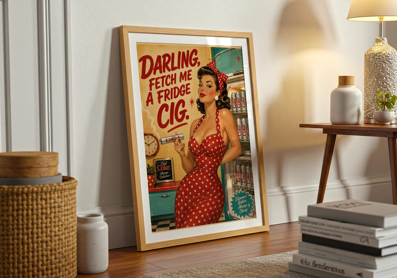 Diet Coke Vintage Pin-Up Fridge Cig Print