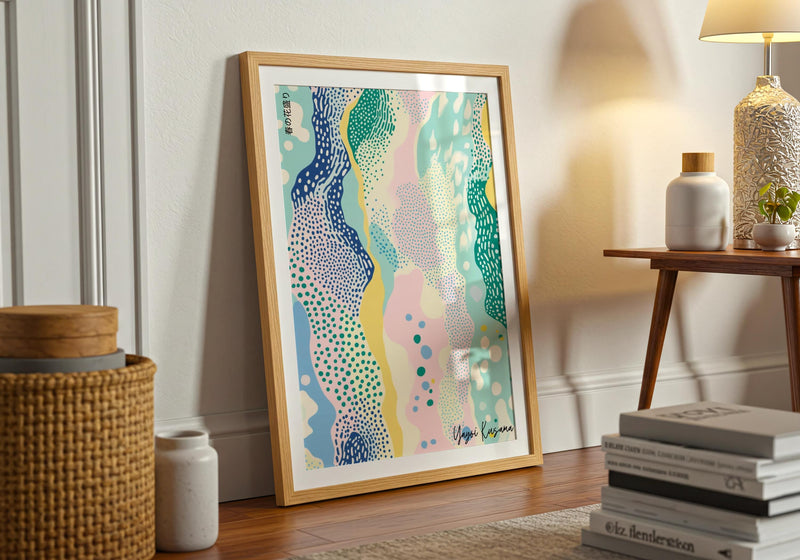 Yayoi Kusama Inspired Art Print: Pastel Polka Dot Japanese Wall Art