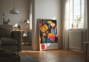 Japanese Floral Poster: Vibrant Botanical Garden Wall Art