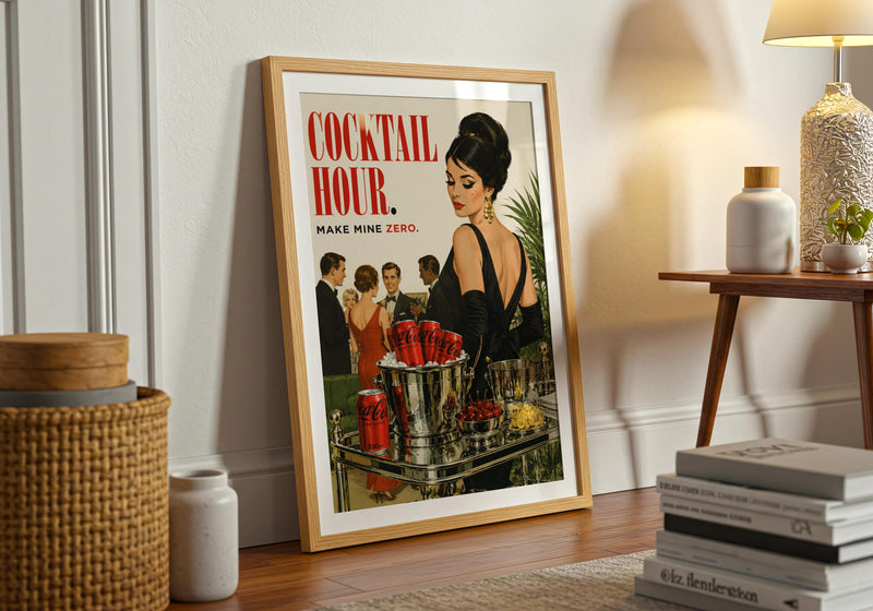 Cocktail Hour Coke Zero Print | Retro Glamour Bar Cart Wall Art