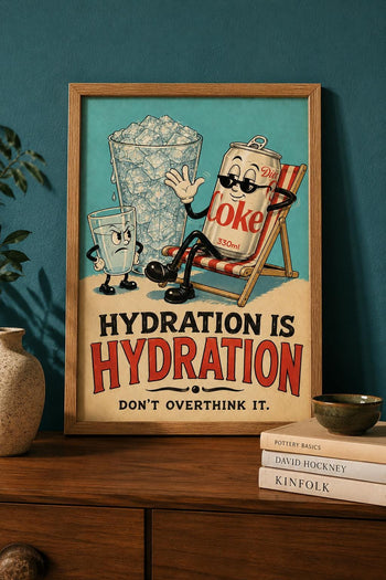 Diet Coke Print | Funny Retro Kitchen Poster, Rubber Hose Cartoon Art