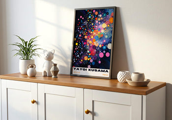 Yayoi Kusama Poster: Colourful Abstract Dot Art, Japanese Print