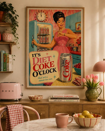Retro Diet Coke O'Clock Print | 1950s 60s Kitchen Wall Art