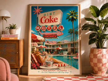 Diet Coke Motel Poster | Retro Palm Springs Poolside Art Print