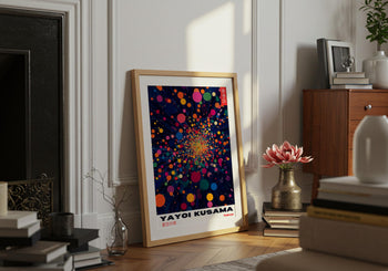 Yayoi Kusama Poster: Colourful Abstract Dot Art, Japanese Print