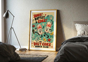 Diet Coke Dance Club Print | Retro Rubber Hose Cartoon Kitchen Art