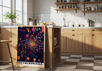 Yayoi Kusama Poster: Colourful Abstract Dot Art, Japanese Print