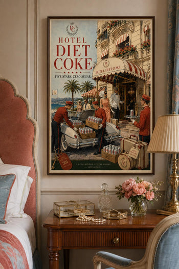 Hotel Diet Coke Print | Riviera Travel Art | Retro Zero Sugar Poster