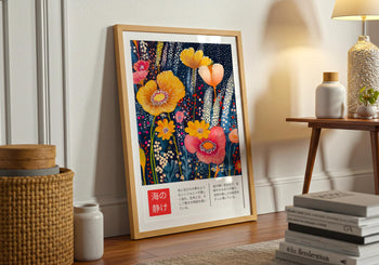 Japanese Floral Poster: Vibrant Botanical Garden Wall Art