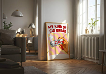Retro Diet Coke Cigarette Break Poster, Funny Kitchen Wall Art, Pink Retro Print