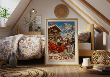 Diet Coke Ski Club Print | Retro St Moritz Alpine Wall Art