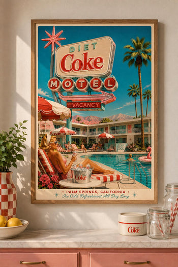 Diet Coke Motel Poster | Retro Palm Springs Poolside Art Print