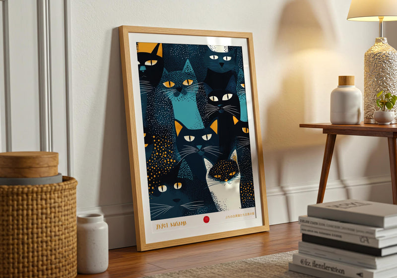 Yayoi Kusama Cat Art Print: Quirky Japanese Wall Decor