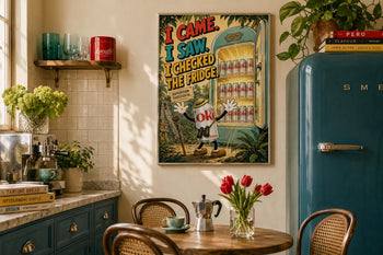 I Came I Saw Checked Fridge Print | Retro Diet Coke Kitchen Poster