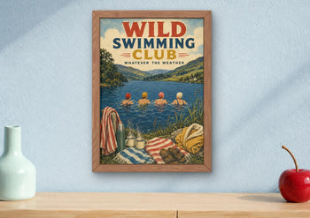 Wild Swimming Club Print | Lake District Cold Water Swimmers (Vintage Style)