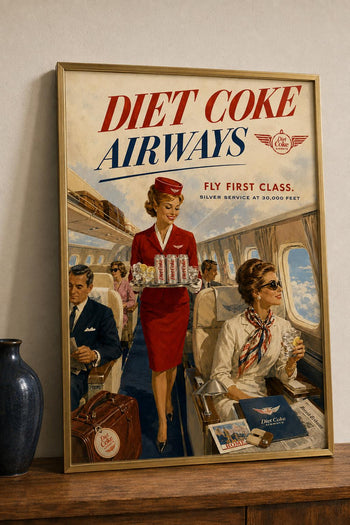 Diet Coke Airways Retro Travel Poster | Vintage First Class Airline Art