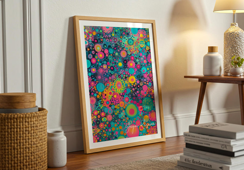 Yayoi Kusama Inspired Print: Neon Polka Dot Art