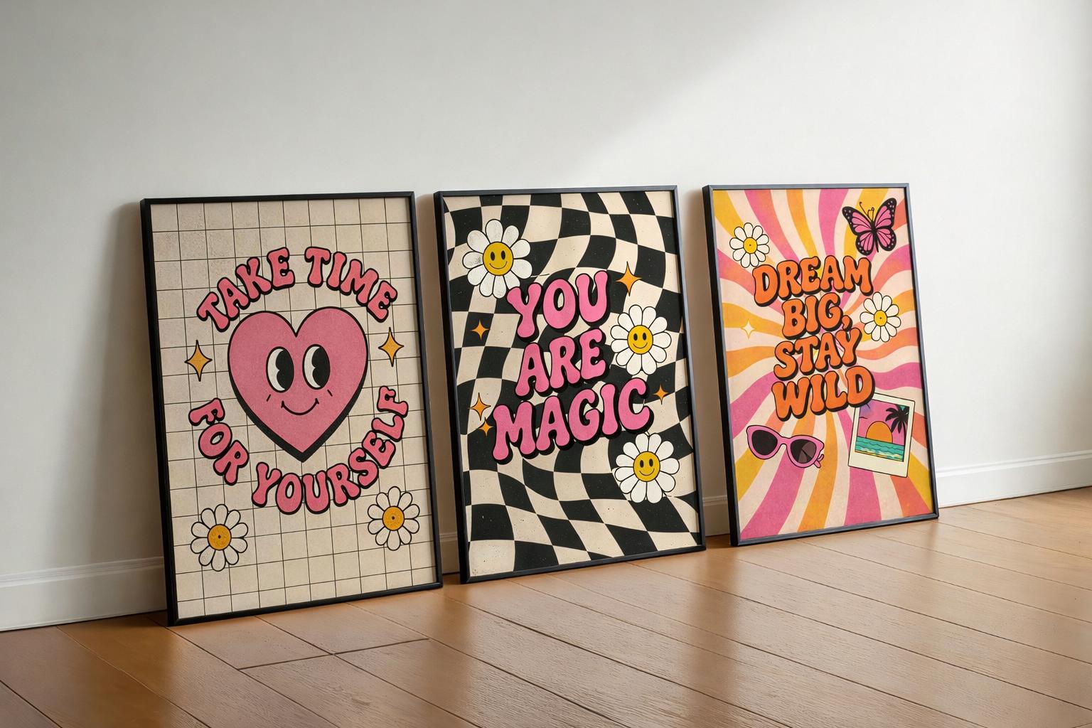 Retro Y2K Quote Prints | Colourful Gallery Wall Set | Bedroom Decor Posters