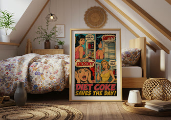 Retro Diet Coke Comic Poster | Vintage Soda Pop Art Print