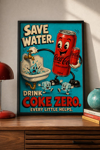 Coke Zero Poster: Retro Kitchen Art Print