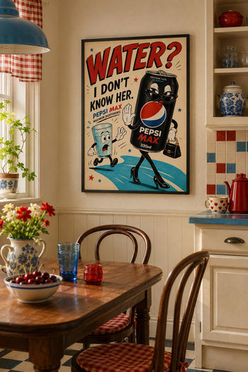 Retro Pepsi Max Poster | Colourful Soda Art Print, Kitchen Wall Decor