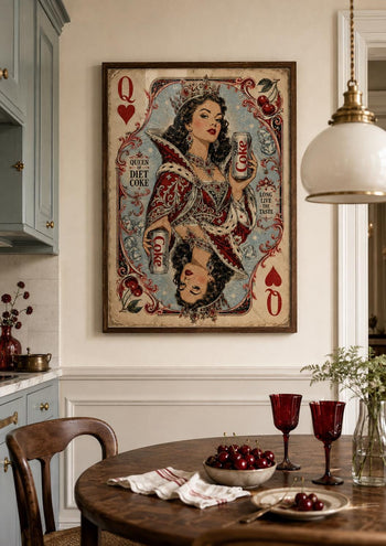 Retro Queen Playing Card Coke Poster