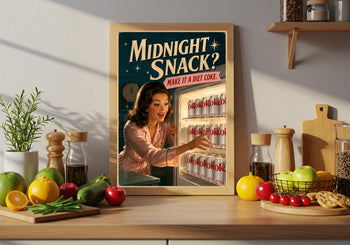 Retro Diet Coke Fridge Print | Midnight Snack Poster, Vintage Kitchen Art
