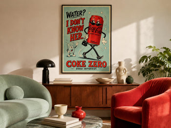 Coke Zero Retro Kitchen Poster | Funny Rubber Hose Cartoon Art Print