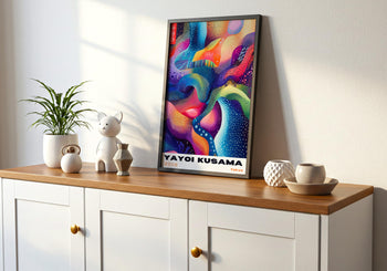 Yayoi Kusama Exhibition Poster: Colorful Japanese Wall Art