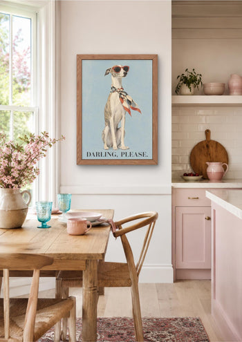 Whippet Art Print, Fashion Greyhound Wall Art, Darling Please Dog Poster