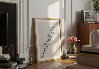 Japandi Cherry Blossom Print: Minimalist Zen Wall Art