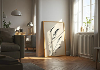Japandi Grass Print: Minimalist Botanical Ink Wall Art