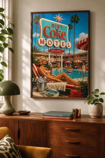 Diet Coke Motel Poster | Retro Palm Springs Poolside Art Print