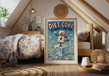 Diet Coke Always on Ice Print | Retro Rubber Hose Cartoon Poster