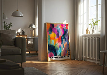 Yayoi Kusama Exhibition Poster: Colorful Abstract Polka Dot Print