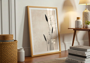 Japandi Wall Art: Minimalist Bamboo Ink Print, Zen Home Decor