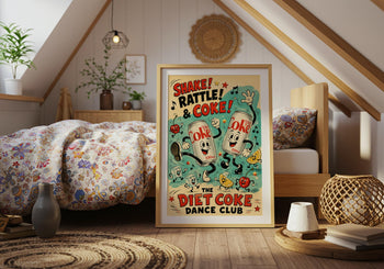 Diet Coke Dance Club Print | Retro Rubber Hose Cartoon Kitchen Art