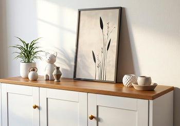 Japandi Wall Art: Minimalist Bamboo Ink Print, Zen Home Decor