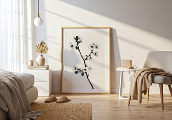 Japandi Cherry Blossom Print: Minimalist Zen Wall Art
