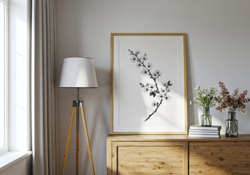 Japandi Cherry Blossom Print: Minimalist Zen Wall Art
