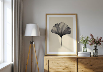 Japandi Ginkgo Leaf Print: Minimalist Botanical Wall Art