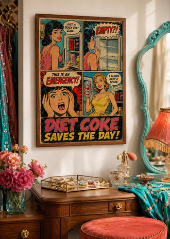 Retro Diet Coke Comic Poster | Vintage Soda Pop Art Print