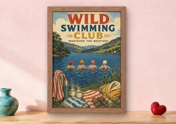 Wild Swimming Club Print | Lake District Cold Water Swimmers (Vintage Style)