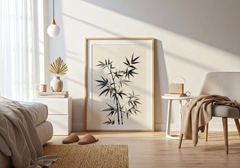 Bamboo Ink Print: Japandi Botanical Wall Art
